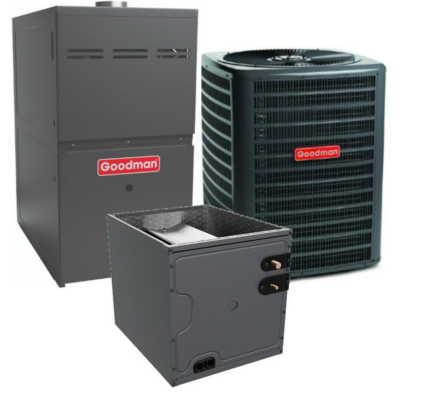 2.5 Ton 13.4 SEER2 80% AFUE 80,000 BTU Goodman Gas Furnace and R32 Air Conditioner System - Upflow AHRI MATCHED SYSTEM